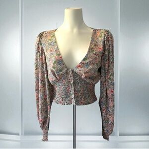 BUDDY LOVE FLORAL PRINT CROPPED BLOUSE SIZE XS